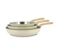 MENASTYL - Lot de 3 poêles en inox 18/10 induction Easynox - Acier inoxydable sans accroche, sans PFAS, sans PTFE - Tous feux dont induction et lave-vaisselle - Écume - 16/18/20 cm - 6014245