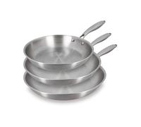 MENASTYL - Lot de 3 poêles inox Trinox tous feux dont Induction 24/28/30 cm - Structure 3 couches inox/aluminium - Qualité Professionnelle - Sans substances nocives - Lave-vaisselle - 6014260