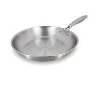 MENASTYL - Poêle inox 28 cm Trinox tous feux dont Induction - Structure 3 couches inox/aluminium - Qualité Professionnelle - Sans substances nocives - Lave-vaisselle - Poignée rivetée - 6020146