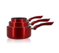 MENASTYL - Set de 3 casseroles 14, 16, 18cm Cerise - En aluminium compatible tous feux dont induction et lave-vaisselle - 6014161