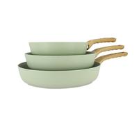 MENASTYL - Set de 3 poêles Colorama Céladon - Poêle 20/24 et 28 cm - En aluminium - Revêtement antiadhésif en céramique - Tous feux dont induction