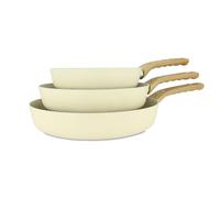 MENASTYL - Set de 3 poêles Colorama Crème - Poêle 20/24 et 28 cm - En aluminium - Revêtement antiadhésif en céramique - Tous feux dont induction