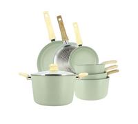 MENASTYL - Set de 7 pièces Colorama Céladon - Poêles/Casseroles/Faitout - En aluminium - Revêtement antiadhésif en céramique - Tous feux dont induction