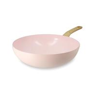 MENASTYL - Wok 28cm avec revêtement antiadhésif céramique (Sans PFAS/Sans PTFE) tous feux dont induction - En Aluminium - Gamme Colorama - Rose - 6020929
