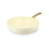 MENASTYL - Wok 28cm Colorama crème - En Aluminium - Revêtement antiadhésif en céramique - Tous feux dont induction