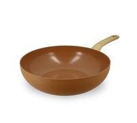 MENASTYL - Wok 28cm Colorama noisette - En Aluminium - Revêtement antiadhésif en céramique - Tous feux dont induction