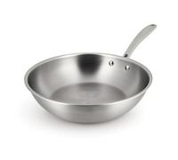 MENASTYL - Wok inox 18/10 Triply 24cm tous feux dont induction fabriqué en France - sans PFAS ni substances nocives - Compatible lave-vaisselle - Poignée rivetée - 6020519