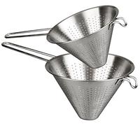 Menax - Passoire de Cuisine Chinoise - Tamis Cuisine avec Poignée - Filtre pour Nouille, Riz, Pates, Légumes - Acier Inoxydable - Argenté - Lot de 2 - Diamètre 14 et 18 cm