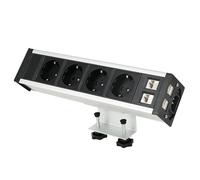 MENAYODA Multiprise de table 4 prises avec 2 RJ45, multiprise à pince pour cuisine et bureau, câble de 1,5 m (prise de table à clipser)