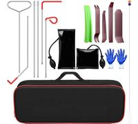 Menborn Kit d'outils pour voiture 16 pièces, kit d'outils automobiles essentiels professionnels avec pince à longue portée, pompe à air compensé, cale anti-marquage, gants, sac portable