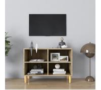 Menco745970 Banc TV Meuble bas TV, pour Salon Chambre, Table pour Salon - avec pieds en bois massif Chêne sonoma 69,5x30x50 cm Haute
