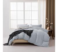 MENDALE Duvet Cover Set - Premium Bedding Set - 220*240 cm Duvet Cover with 80*80 cm Pillow Case - Soft Brushed Microfiber- Light Blue & Light Grey