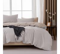 MENDALE Duvet Cover Set - Premium Bedding Set - 240*220 cm Duvet Cover with 75*50 cm Pillow Case - Soft Brushed Microfiber- Off-white & Khaki