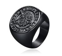 Mendes Bague nordique - Runic Wolf Black-21mm