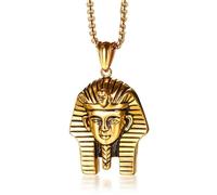 Mendes collier homme acier inoxydable plaqué or pharaon égyptien