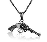 Mendes Pendentif en acier inoxydable Revolver Noir