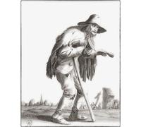 Mendiant avec son bol de mendicité. Après une œuvre des années 1630 de Pieter Jansz Quast. Poster imprimé par Ken Welsh (33 x 43 cm)
