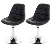 Mendler 2X Chaise de Salle à Manger Cascina, Fauteuil pitovante, Chrome - Similicuir Noir