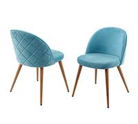 2x Chaise De Salle À Manger Hwc-D53, Fauteuil, Style Rétro Années 50, En Velours Bleu Turquoise Bleu