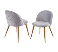 Mendler Chaise de salle à manger HWC-D53 – Lot de 2 – Style rétro années 50 velours gris clair