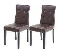 Mendler Chaise de salle à manger HWC-E58 – Similicuir marron, pieds foncés – Lot de 2