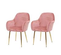 Mendler 2X Chaise de Salle à Manger HWC-F18, Chaise - Velours Vieux Rose, Pieds dorés