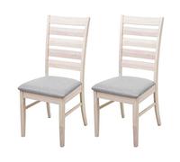 Mendler 2X Chaise de Salle à Manger HWC-G47 Tissu Bois Massif châssis Clair Gris