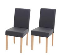 Mendler 2X Chaise de Salle à Manger Littau Simili Cuir Gris Mat Pieds clairs