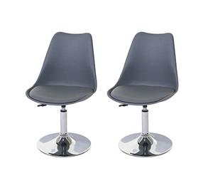 Mendler 2X Chaise pivotante Malmö T501, réglable en Hauteur, Similicuir - Gris foncé