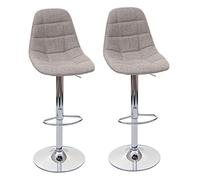 Mendler Tabouret de bar HWC-A67 – Gris crème, textile – 2x