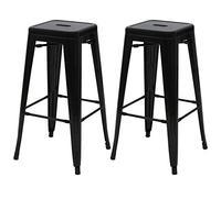 Mendler 2X Tabouret de Bar HWC-A73, Chaise de comptoir, métal, Design Industriel, empilable - Noir
