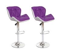 2x Tabouret de bar MENDLER HWC-A92 similicuir violet Violet G