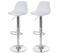 Mendler 2X Tabouret de Bar HWC-B14, Cuir synthétique - Blanc