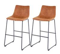 Mendler 2X Tabouret de Bar HWC-D70 Tissu Vintage Imitation de Daim