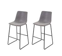 Mendler 2X Tabouret de Bar HWC-E54, Chaise de Bar/comptoir, Vintage - Similicuir, Aspect Daim, Gris