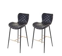 2x tabouret de bar MENDLER HWC-E55 vintage haubans dorés similicuir noir Noir G