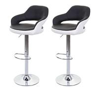 2x Tabouret De Bar Hwc-F16, Chaise De Comptoir Avec Dossier, Rotatif, Similicuir Noir/Blanc Multicolore