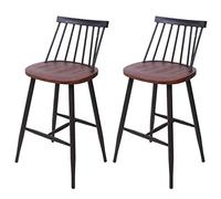 2x tabouret de bar HWC-G69 avec repose pied gastronomie vintage marron