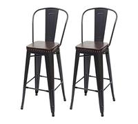 Mendler 2X Tabouret de Bar HWC-H10c métal Similicuir Chesterfield Industriel Noir Marron