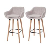 Mendler 2X Tabouret de Bar Malmö T381, Chaise Bar/comptoir - Tissu, crème Gris