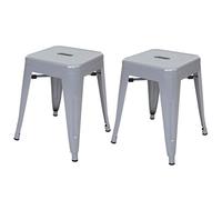 Mendler 2X Tabouret HWC-A73, Tabouret en métal, Design Industriel, empilable - Gris
