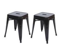 Mendler 2X Tabouret HWC-A73, Tabouret en métal, Design Industriel, empilable - Noir