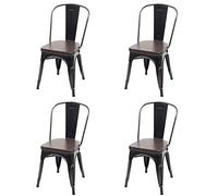 4x Chaise De Salle À Manger Hwc-H10e,Métal,Similicuir Chesterfield,Gastronomie,Design Industriel Noir-Marron Marron