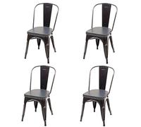 Mendler 4X Chaise de Salle à Manger HWC-H10e Similicuir Chesterfield Industriel Noir Gris