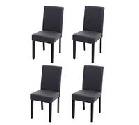 Mendler 4X Chaise de Salle à Manger Littau Similicuir Gris Mat Pieds foncés