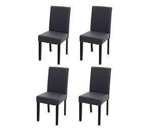 Mendler 4X Chaise de Salle à Manger Littau Similicuir Gris Mat Pieds foncés