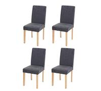Mendler 4X Chaise de Salle à Manger Littau Textile Gris Anthracite Pieds clairs
