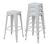 4x Tabouret De Bar Hwc-A73, Chaise De Comptoir, Métal, Empilable, Design Industriel Blanc Multicolore