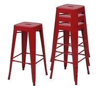Mendler 4X Tabouret de Bar HWC-A73, Chaise de comptoir, métal, empilable, Design Industriel - Rouge