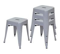 4x tabouret HWC-A73 en métal, design industriel, empilable gris